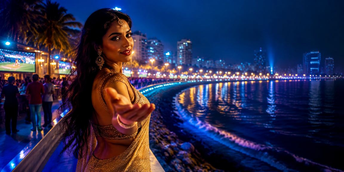 Rummy game players enjoying mobile gameplay in Mumbai Marine Drive